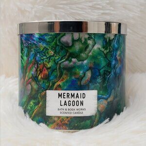 Bath & Body Works Mermaid Lagoon 3-Wick Candle Iridescent Jar Rare